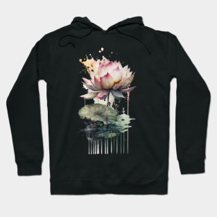 Lotus Flower Yoga Watercolor Meditation Bohemian Floral Hoodie